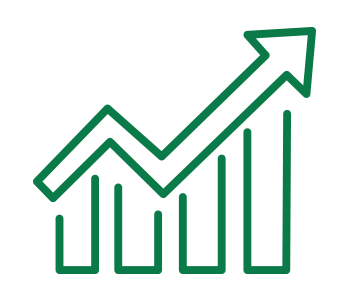 Icon of a showing a bar graph that is increasing